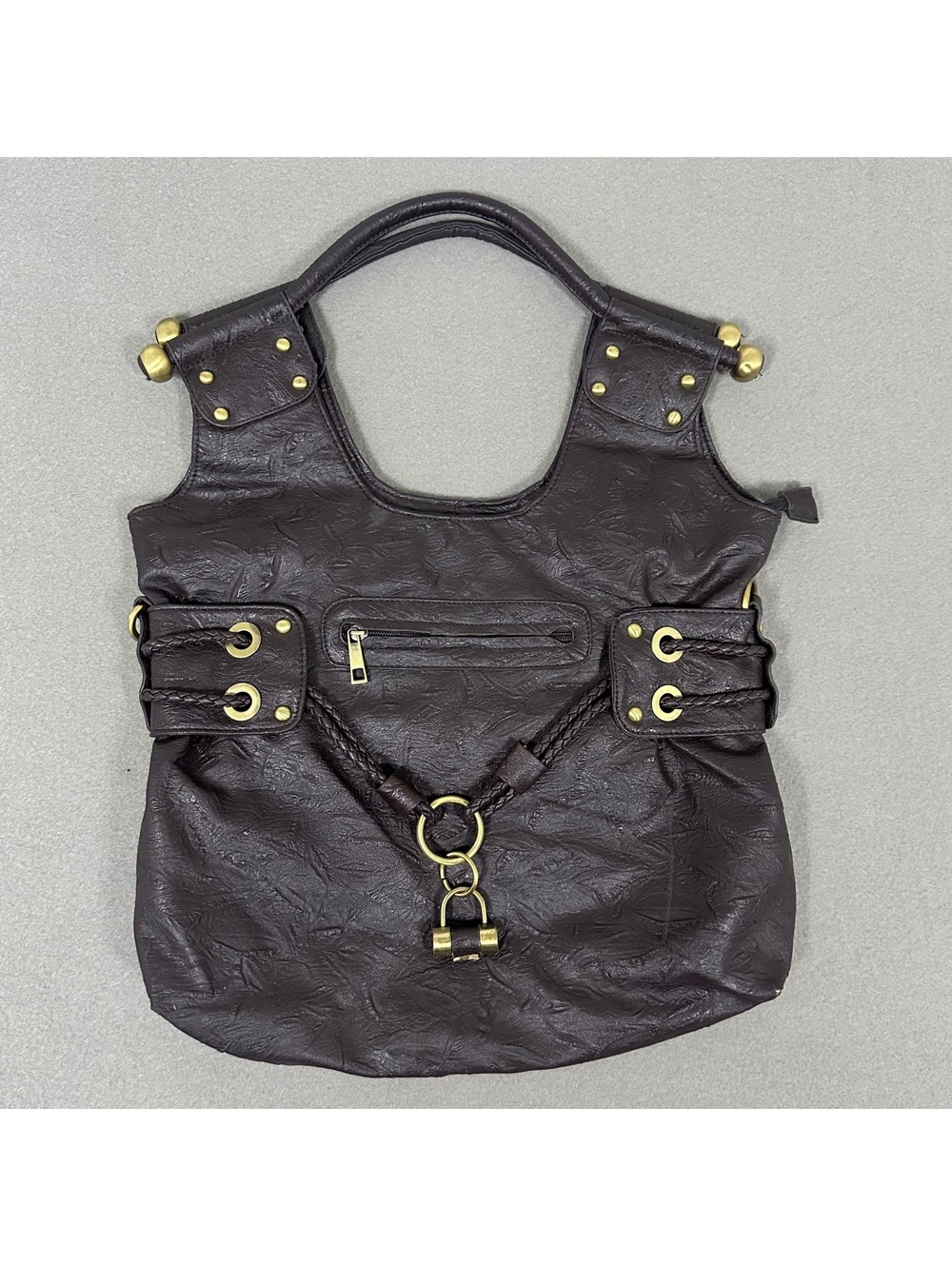 Shoulder Bag Brown Y2K Gold Hardware